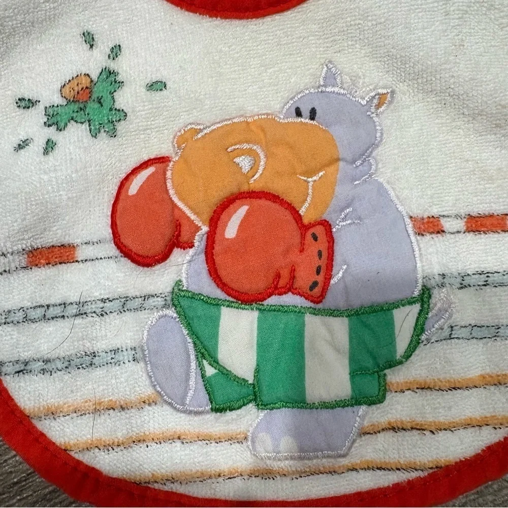 Lot Of 7 Vtg Baby Bibs 90s Terry Cloth Playskool Animals Bear Alligator Hippo